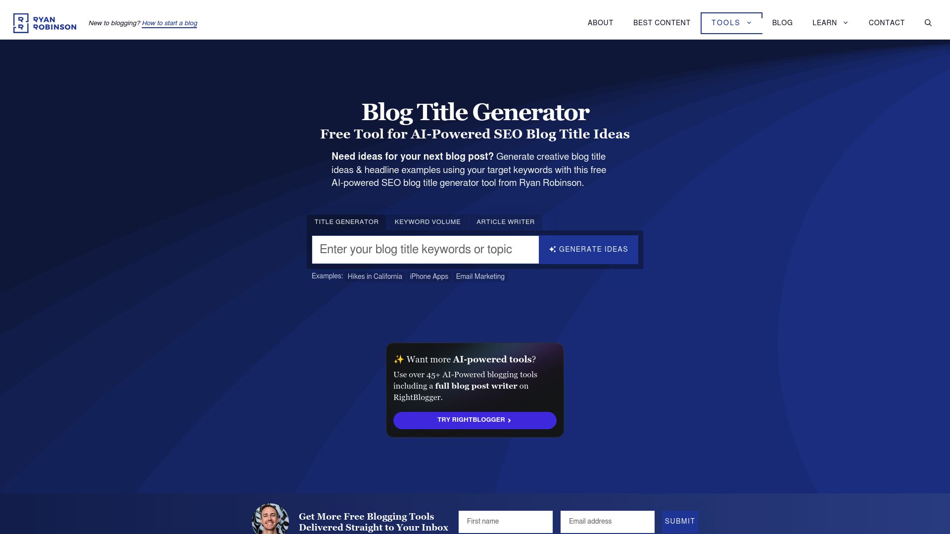 Ryrob Blog Title Generator - About, Reviews, Alternatives - AI Locator