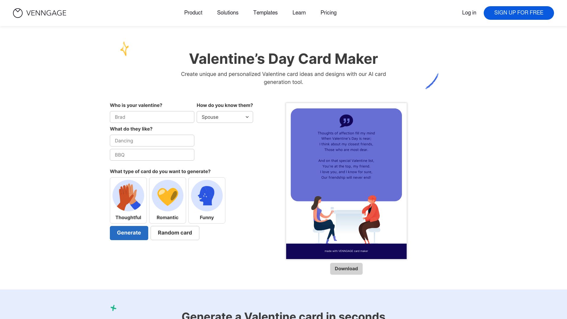 Venngage Valentine Card Maker - About, Reviews, Alternatives - AI Locator